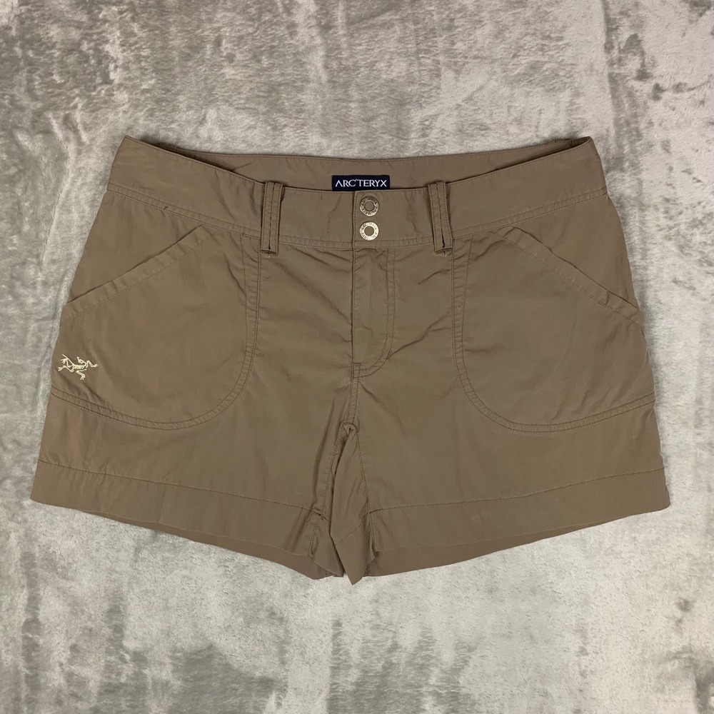 Arc'teryx Hiking Shorts Parapet‎ Womens 10 Brown Nylon Stretch Gorpcore Trail